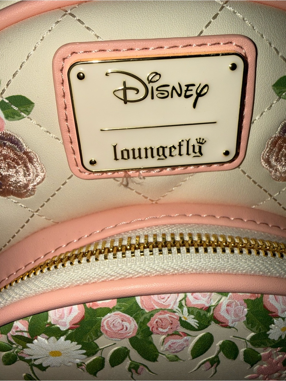Loungefly Belle Floral Mini Backpack - Cream, Pink & Yellow - Picture 3 of 4